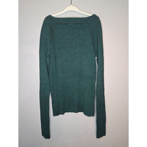 Express Women's Green Ribbed Long Sleeve Crewneck Sweater Size SP - Picture 5 of 7